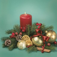 Ubrousky DAISY L (20ks) Red Candle Composition on Green - zvětšit obrázek