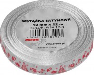 Stuha atlasová - vánoční 12mm bílá - zvětšit obrázek