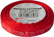 Stuha atlasová - vánoční 12mm červená - zvětšit obrázek