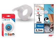 Lepicí páska transparentní NANO gel oboustranná 19 mm 2,5 m