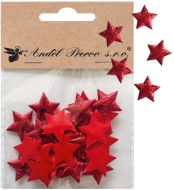 Hvězdičky látkové červené 2 cm, 30 ks v sáčku
