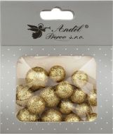 Kuličky zlaté polystyrénové glitrové 12x1,5 cm a 6x2 cm, 18 ks - zvětšit obrázek