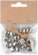 Rolničky stříbrné 1,5 cm s provázkem, 15 ks v sáčku