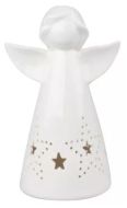 Anděl porcelánový s hvězdou s LED 16 cm - zvětšit obrázek