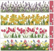 Okenní fólie pruh Květiny 64 x 15 cm