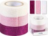 Páska 1,5cm x 3m Glitr pink/růžová/bílá 3 ks