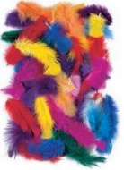 Peří pestré 100g, 4-20 cm, barevný mix - zvětšit obrázek