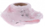 Plyšová stuha 4cm/2m růžová, potisk vloček - zvětšit obrázek
