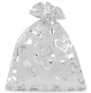 Dárkový pytlík 14x18 cm organza se srdíčky  - zvětšit obrázek