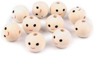 Dřevěné korálky s obličejem &#216;18 mm, 10ks - zvětšit obrázek