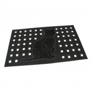 Gumová čisticí děrovaná venkovní vstupní rohož FLOMA Cat - délka 45 cm, šířka 75 cm, výška