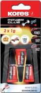 Vteřinové lepidlo Kores Power Glue Gel 3x1g