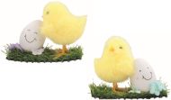 Velikonoční kuřátko se smajlík vajíčkem na louce, žluté, 12 × 9 × 4 cm