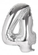 Nafukovací číslice, stříbrná folie 40cm číslice 4 - zvětšit obrázek