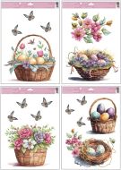 Okenní fólie s glitry malované Velikonoční košíky 30 × 42 cm