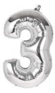 Nafukovací číslice, stříbrná folie 40cm číslice 3 - zvětšit obrázek