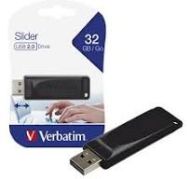 32GB Verbatim Slider, USB flash disk 2.0, 98697, černá