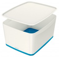 Úložný box s víkem Leitz MyBox, velikost L, bílá/modrá
