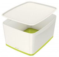 Úložný box s víkem Leitz MyBox, velikost L, bílá/zelená