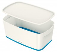 Úložný box s víkem Leitz MyBox, velikost S, bílá/modrá