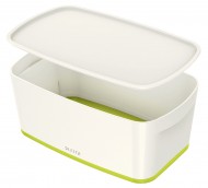 Úložný box s víkem Leitz MyBox, velikost S, bílá/zelená - zvětšit obrázek