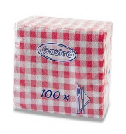 Ubrousky papírové 33x33cm karo červené 100ks