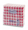 Ubrousky papírové 33x33cm karo červené 100ks