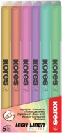 Zvýrazňovač Kores High Liner tenký, pastel,  sada 6 ks - zvětšit obrázek