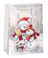 Dárková papírová taška MAXI (47 x 70 cm) Sněhuláčci - zvětšit obrázek