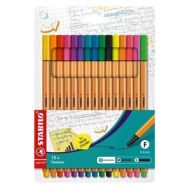 Fineliner STABILO Point 88, 15 různých barev, 0,4 mm