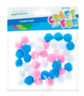 Kuličky POMPON bílá,růžová,modrá 2 cm - zvětšit obrázek
