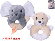 Zvířátko plyšové s pískátkem, 11 cm 