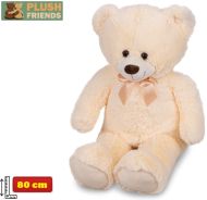 Plush Friends Medvěd plyšový béžový s mašlí, 80cm, 0+
