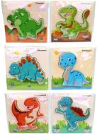 Dřevěné puzzle s dinosaury, 15 cm