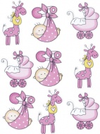Dřevěné ozdoby baby růžové 2-3 cm - zvětšit obrázek