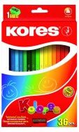 KORES Trojhranné pastelky, 3mm/36ks