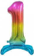 Balónek nafukovací č.1 - 74cm, duhový stojící 
