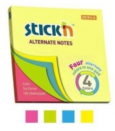 Blok lepici Stickn, 76x76 mm, 100 lístků, mix neonových barev