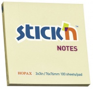 Blok lepici Stickn 75x75 mm, 100 lístků, žlutá