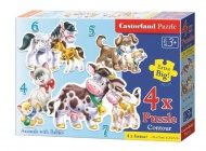 Puzzle Castorland 4v1 (4,5,6,7 dílků) Zvířátka a jejich mláďátka 