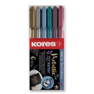 Popisovače Kores METALLIC style - se štětcovým hrotem - 6 ks
