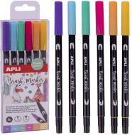 Popisovač APLI Brush Duo oboustranný 6-sada pastelové barvy