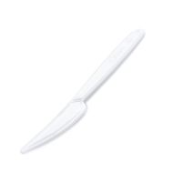 Plastový jídelní nůž bílý 18,5 cm - 50 ks
