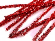 Chlupaté modelovací lurexové drátky 6 mm délka 30 cm 1 červená jahoda, 20 ks - zvětšit obrázek